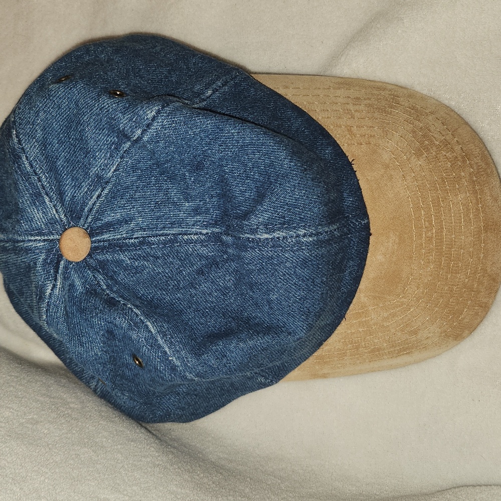Vintage 90s Cobra Caps Blank Denim & Suede Brim Dad Hat - Unstructured Strapback - Picture 2 of 6